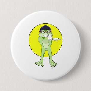 Frosch mit Schwimmbrille Button