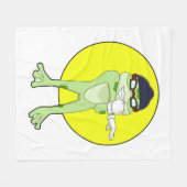 Frosch mit Schwimmbrille Fleecedecke (Vorderseite (Horizontal))