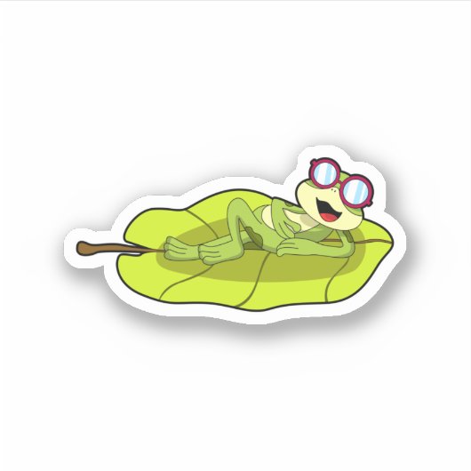 Frosch mit Sonnenbrille Aufkleber (Vorderseite)