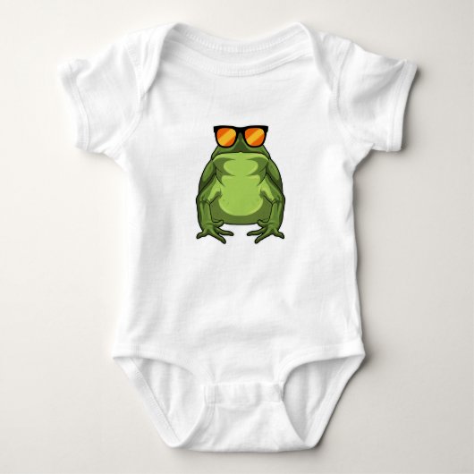 Frosch mit Sonnenbrille Baby Strampler (Vorderseite)
