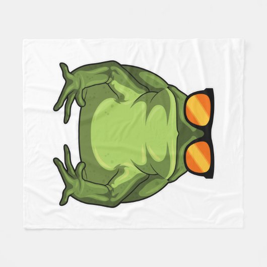 Frosch mit Sonnenbrille Fleecedecke (Vorderseite (Horizontal))