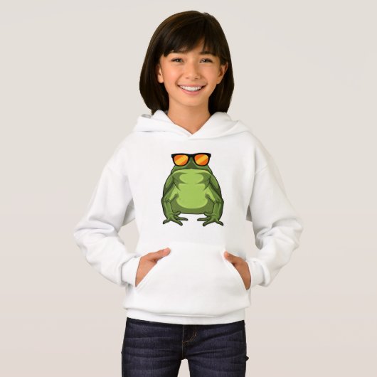 Frosch mit Sonnenbrille Hoodie (Vorne ganz)