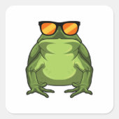 Frosch mit Sonnenbrille Quadratischer Aufkleber (Vorderseite)