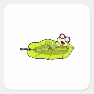 Frosch mit Sonnenbrille Quadratischer Aufkleber