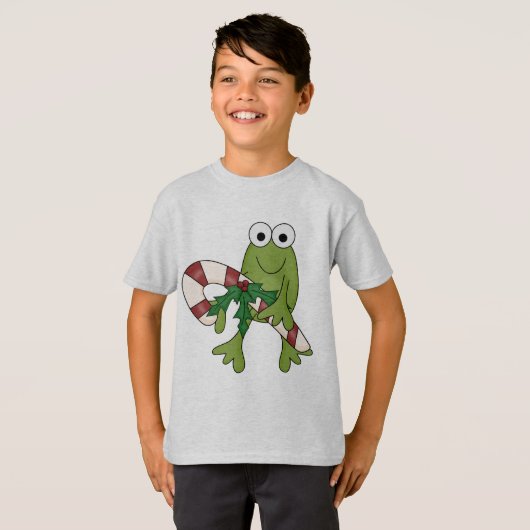 Frosch mit Süßkanistenhemden und Geschenken T-Shirt (Vorne ganz)