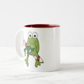 Frosch mit Süßkanistenhemden und Geschenken Zweifarbige Tasse (Vorderseite Links)