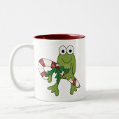 Frosch mit Süßkanistenhemden und Geschenken Zweifarbige Tasse (Links)