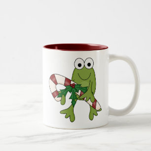 Frosch mit Süßkanistenhemden und Geschenken Zweifarbige Tasse