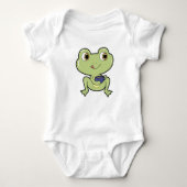 Frosch mit Tasse Kaffee Baby Strampler (Vorderseite)