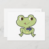 Frosch mit Tasse Kaffee Postkarte (Vorne/Hinten)