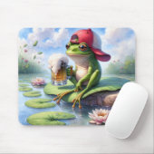 Frosch mit Tasse von Bier Mousepad (Mit Mouse)