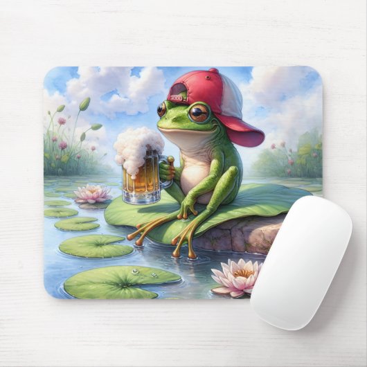 Frosch mit Tasse von Bier Mousepad (Mit Mouse)
