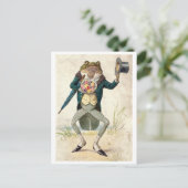 Frosch mit Top Hat und Blume Postkarte (Stehend Vorderseite)