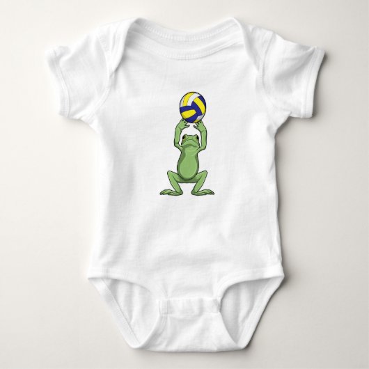 Frosch mit Volleyball Baby Strampler (Vorderseite)