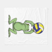 Frosch mit Volleyball Fleecedecke (Vorderseite (Horizontal))