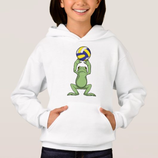 Frosch mit Volleyball Hoodie (Vorderseite)