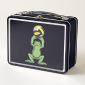 Frosch mit Volleyball Metall Brotdose (Vorderseite)