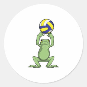 Frosch mit Volleyball Runder Aufkleber