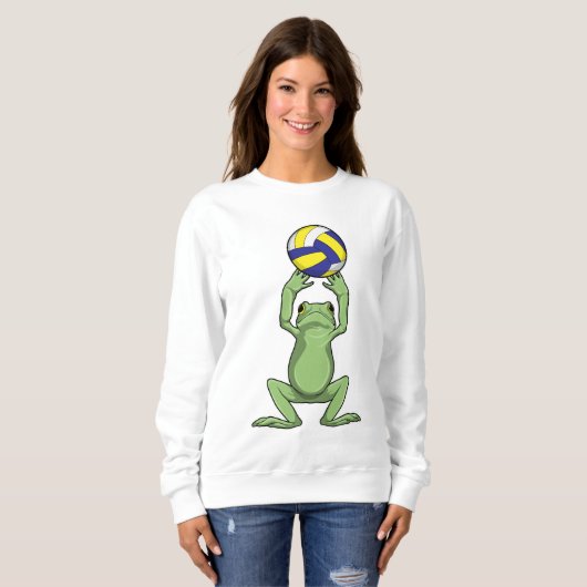 Frosch mit Volleyball Sweatshirt (Vorne ganz)