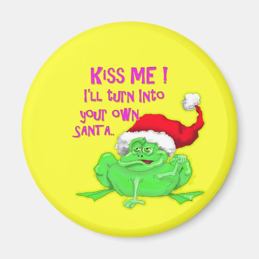 Frosch mit Weihnachtsmannmütze Funny Sprichwort Magnet (Vorne)