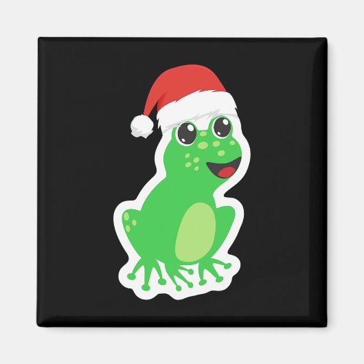 Frosch mit Weihnachtsmannmütze für Weihnachten Paj Magnet (Vorne)
