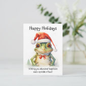 Frosch mit Weihnachtsmannmütze Happy Holidays Postkarte (Stehend Vorderseite)