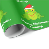 Frosch mit Weihnachtsmannmütze-und Geschenkpapier (Rolleneckpunkt)