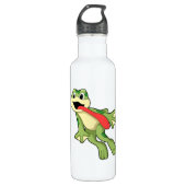 Frosch mit Zunge draußen Edelstahlflasche (Vorderseite)