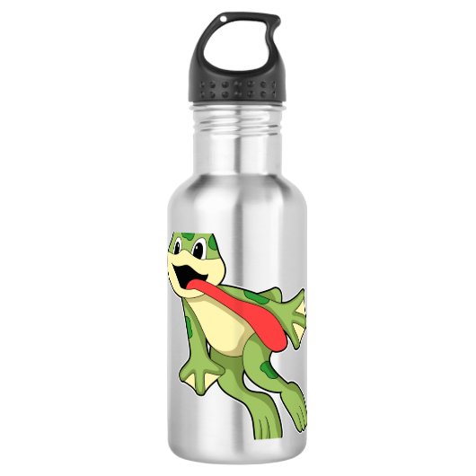 Frosch mit Zunge draußen Edelstahlflasche (Vorderseite)