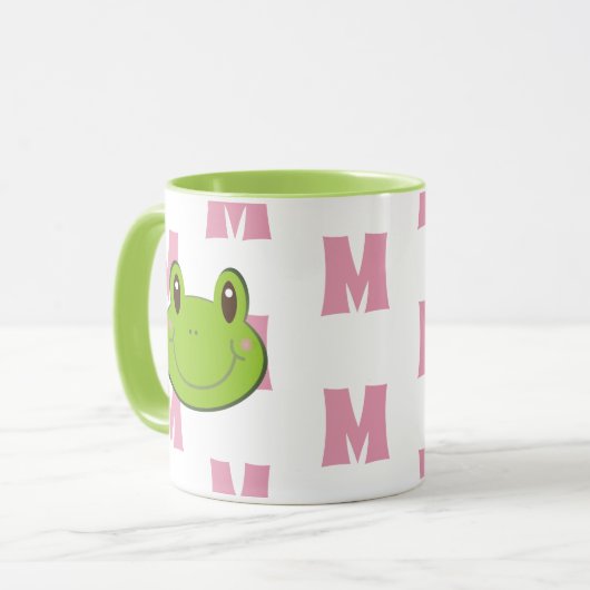 Frosch Monogram Muster Tasse (Vorderseite Links)