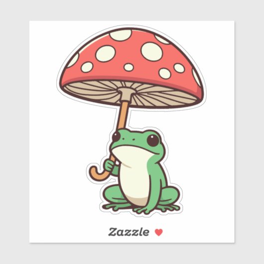 Frosch Mushroom Umbrella Aufkleber (Blatt)