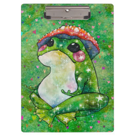 Frosch namens Clover Klemmbrett