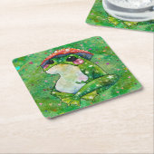 Frosch namens Clover Rechteckiger Pappuntersetzer (angewinkelt)