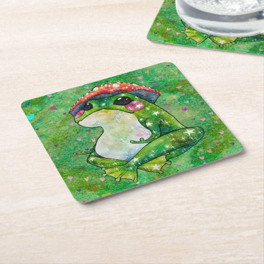 Frosch namens Clover Rechteckiger Pappuntersetzer (angewinkelt)