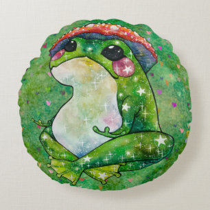 Frosch namens Clover Rundes Kissen