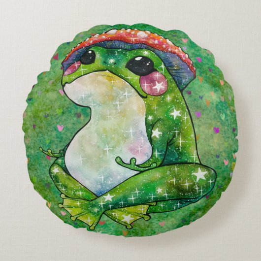 Frosch namens Clover Rundes Kissen (Vorderseite)
