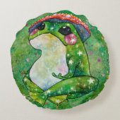 Frosch namens Clover Rundes Kissen (Rückseite)