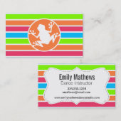 Frosch Neon Orange Rosa Blaue Streifen Visitenkarte (Vorne/Hinten)