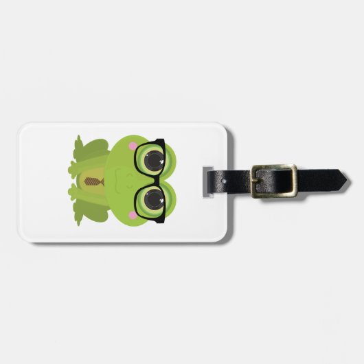 Frosch-Nerd Gepäckanhänger (Vorderseite horizontal)