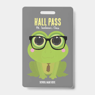 Frosch Nerd Hall Pass Abzeichen Ausweis