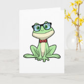 Frosch-Nerd-Schüler-Brille Krawatte Karte (Gelbe Blume)