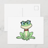 Frosch Nerd Student Brille Krawatte Postkarte (Vorne/Hinten)