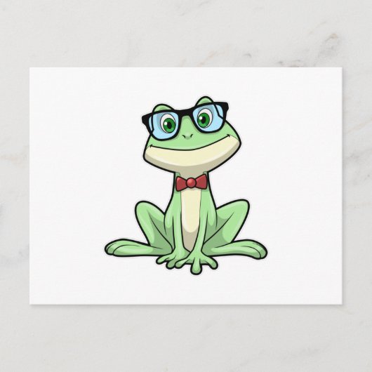 Frosch Nerd Student Brille Krawatte Postkarte (Vorderseite)