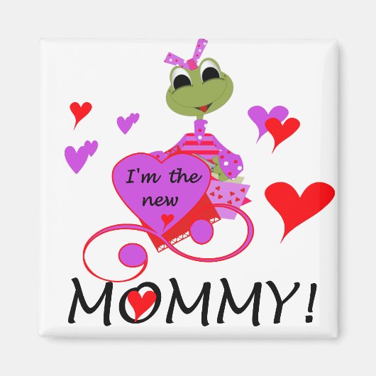 Frosch New Mommy T - Shirt und Geschenke Magnet (Vorne)