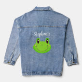 Frosch Niedlich Funny Green Cartoon Jeansjacke (Rückseite)