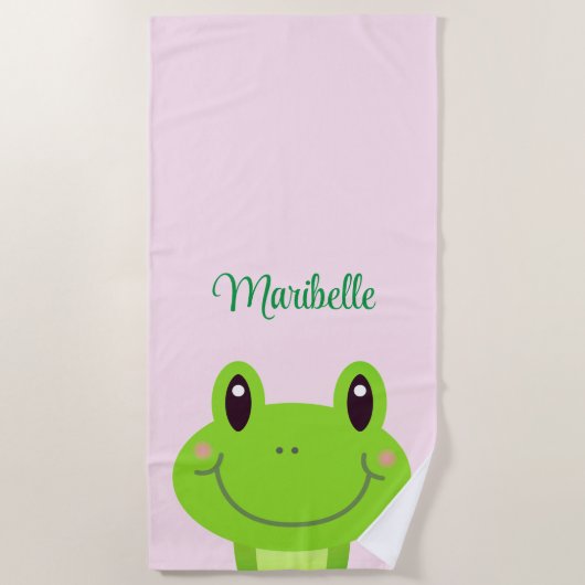 Frosch Niedlich Pink Girly Summer Strandtuch (Vorderseite)