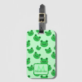 Frosch Niedliche Muster Grüne Kinder Gepäckanhänger (Vorderseite Vertikal)