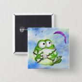 Frosch Paraglider Button Cartoon (Vorne & Hinten)
