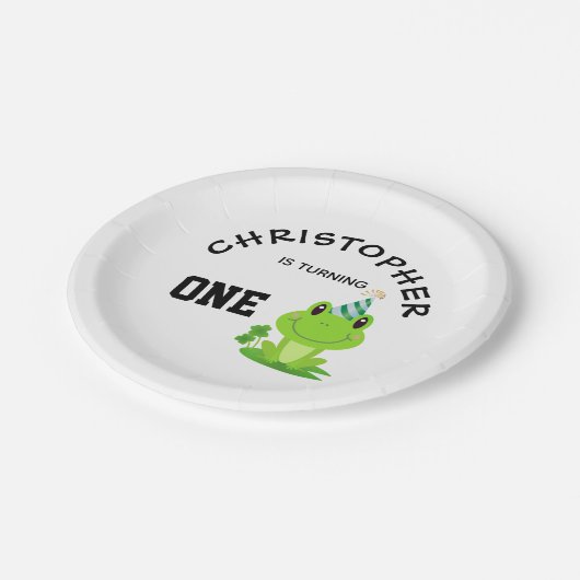 Frosch Party Erstgeburt Sumpf Grüner Frogg Pappteller (Schrägansicht)