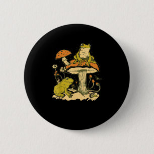 Frosch-Pilz-Cottagecore-Ästhetik-Goblincore-Schnit Button
